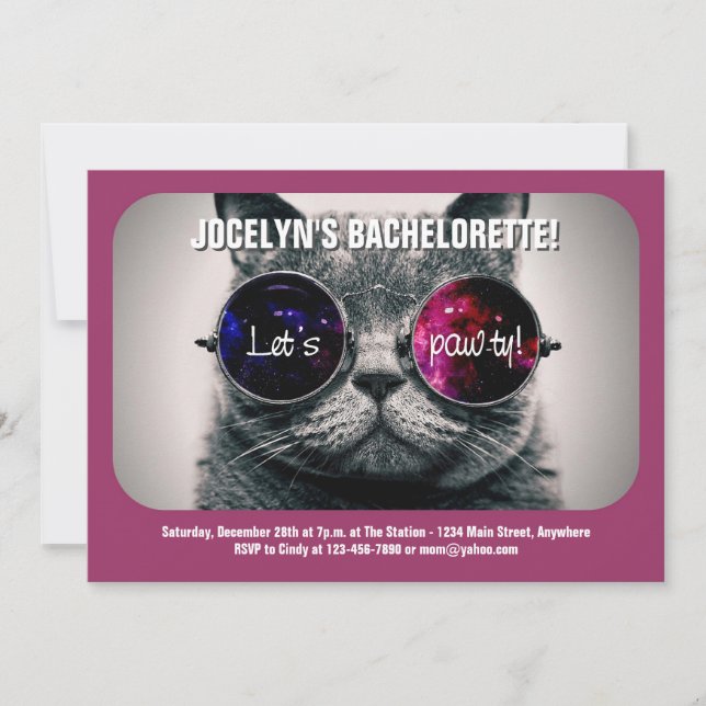 Cool Cat Bachelorette Party Invitation (Front)