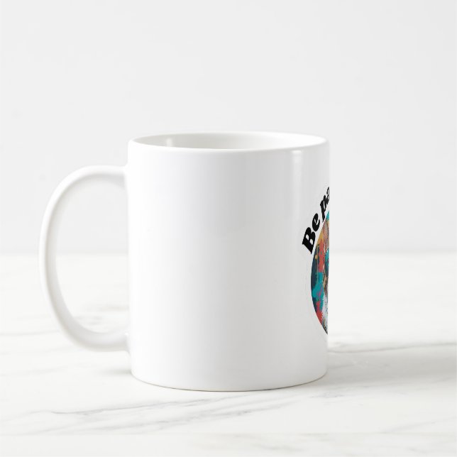 Cool Cat "Be Pawsitive" Motivational Sticker Coffee Mug (Left)