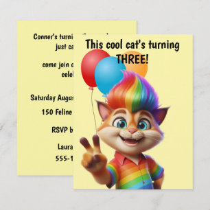 Cool Cat Birthday Birthday Digital Download Invite