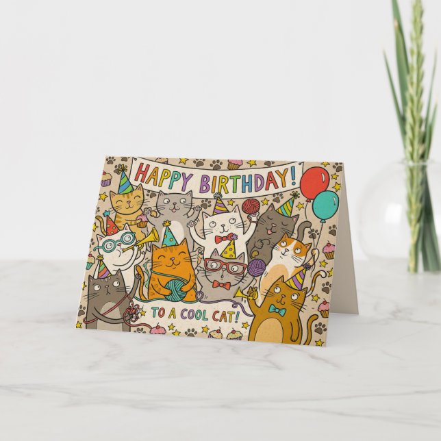 Cool Cat Birthday Card (Front)