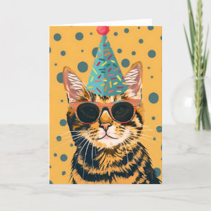 Cool Cat Birthday Party Greeting Card