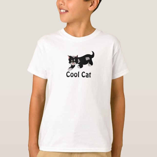 Cool Cat - Black and Grey T-Shirt (Front)