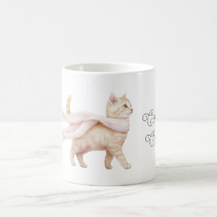 Cool Cat Blush Pink Scarf Coffee Mug