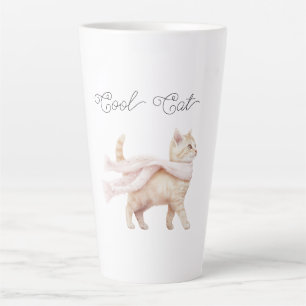 Cool Cat Blush Pink Scarf Latte Mug
