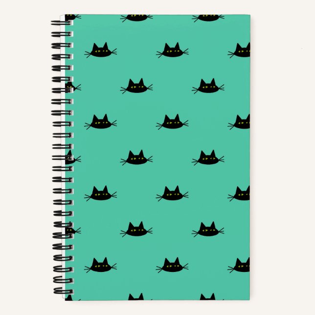 Cool Cat Cadence Notebook (Teal) - Smug Cat Faces (Front)