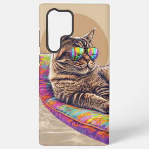 Cool Cat Chilling on a Pool Float Art Samsung Galaxy Case