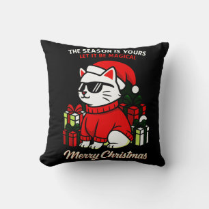Cool Cat Christmas Throw Pillow Festive home decor