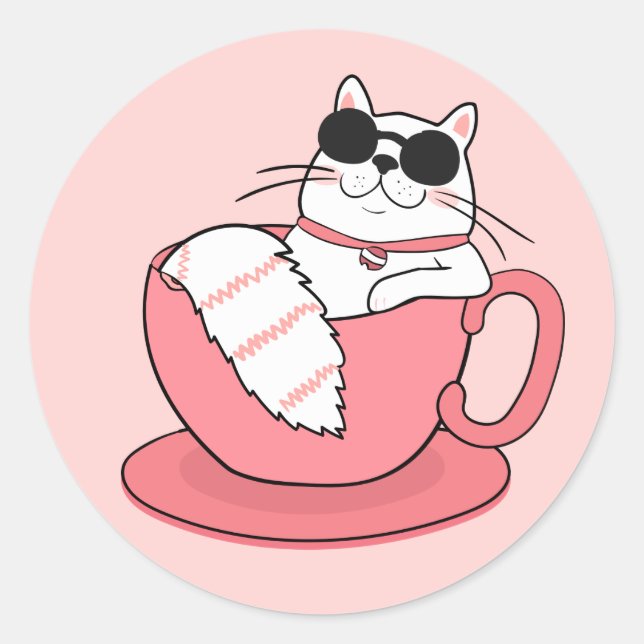 Cool Cat Classic Round Sticker (Front)