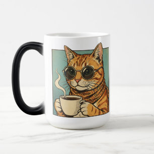 Cool Cat Coffee Retro Style Design for Cat Lovers Magic Mug