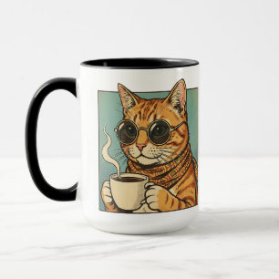 Cool Cat Coffee Retro Style Design for Cat Lovers Mug