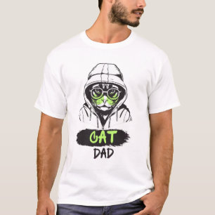 Cool Cat Dad Shirt, Funny Hipster Cat Dad Design, T-Shirt