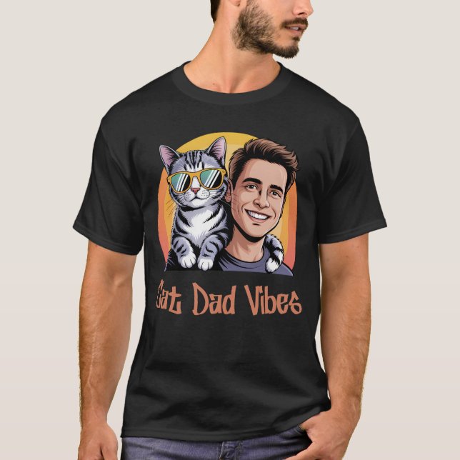 Cool Cat Dad Vibes Retro Style Funny Kitte T-Shirt (Front)