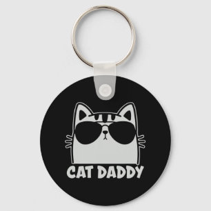 Cool Cat Daddy Sungles Funny Cat Lover Gift Father Keychain