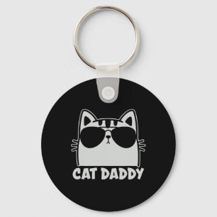 Cool Cat Daddy Sungles Funny Cat Lover Gift Father Keychain