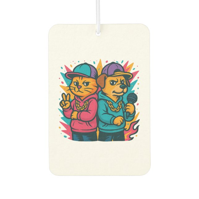 Cool Cat & Dog Rap Duo Air Freshener (Front)