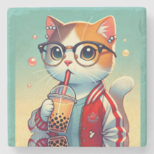 Cool Cat drinking boba 