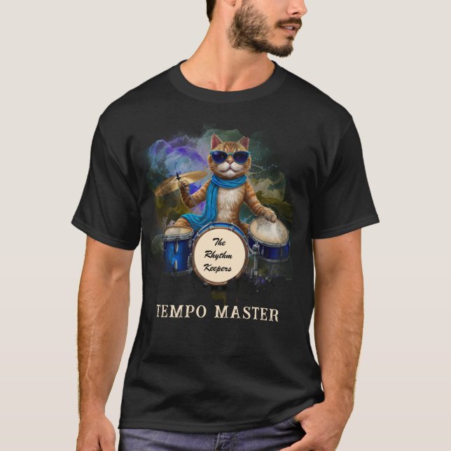 *~* Cool Cat DRUMMER AP91 Percussionist Hip T-Shirt (Front)