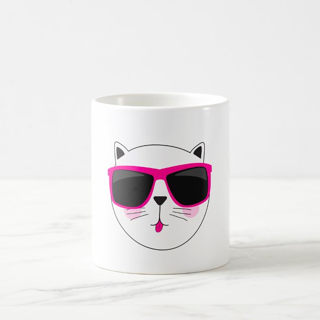 Cool Cat Face with Pink Sunglasses Cute Kitty  Coffee Mug (Creator Uploaded)