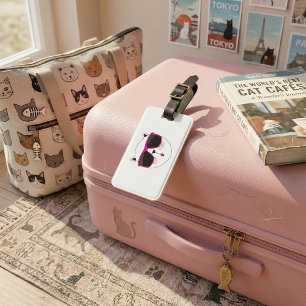 Cool Cat Face with Pink Sunglasses Cute Kitty  Luggage Tag