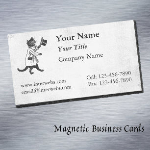 Cool Cat Faux Canvas Custom Magnetic Business Card