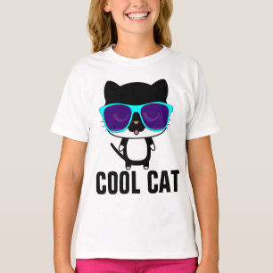 COOL CAT Funny Kids Girls T-shirts, Sunglasses T-Shirt