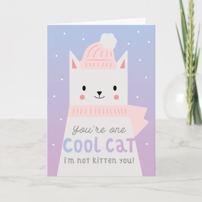 Cool Cat Funny Valentines Day Holiday Card (Front)