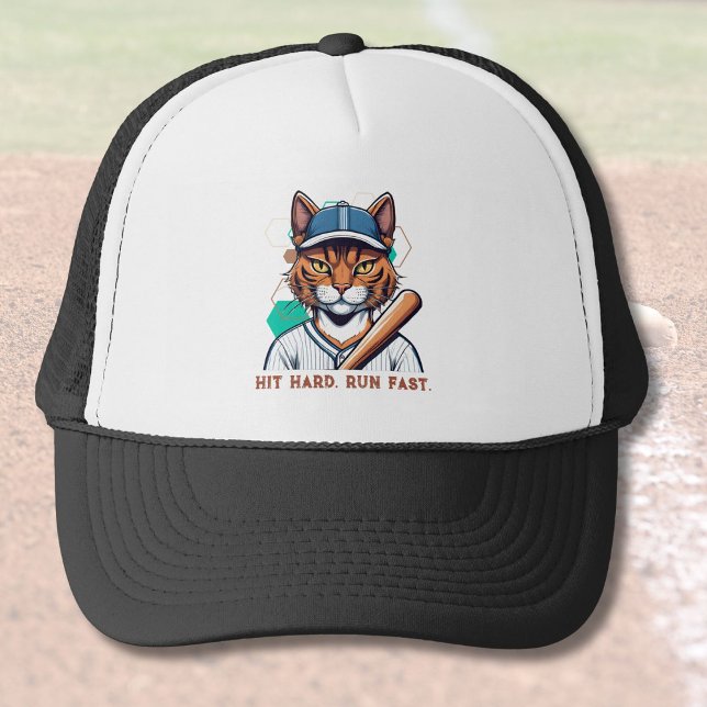 Cool Cat Gifts for Baseball Players Lovers Coaches Trucker Hat (Cool Cat Gifts for Baseball Players Lovers Coaches)