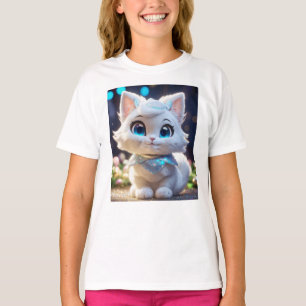 Cool Cat Girls T-Shirt – Kitten with Art
