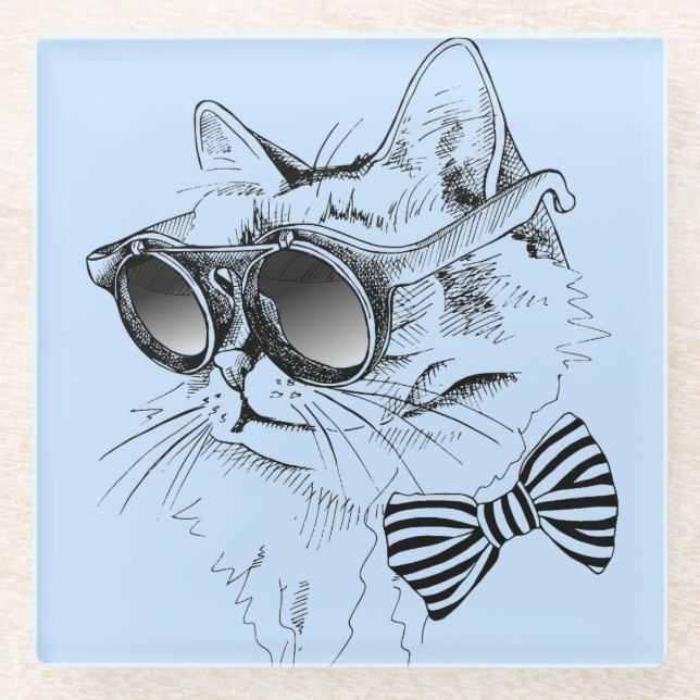 Cool Cat Glass Coaster (Front)