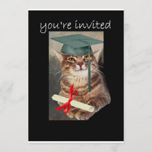 Cool Cat graduation party invitation