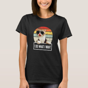 Cool Cat I Do What I Want Cat  Vintage Retro T-Shirt