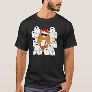 Cool Cat In Santa S Hat With Toilet Papers Graphic T-Shirt