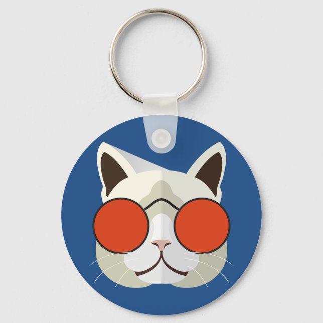 Cool Cat in Sunglasses Keychain (Front)