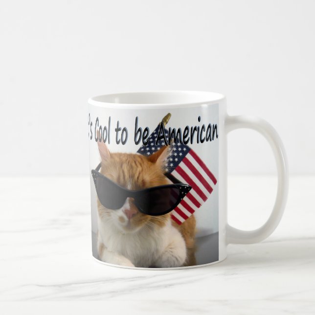 Cool Cat in Sunglasses with American Flag Mug (Right)