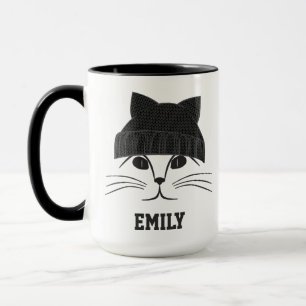 Cool Cat in Wool Hat Personalised Mug