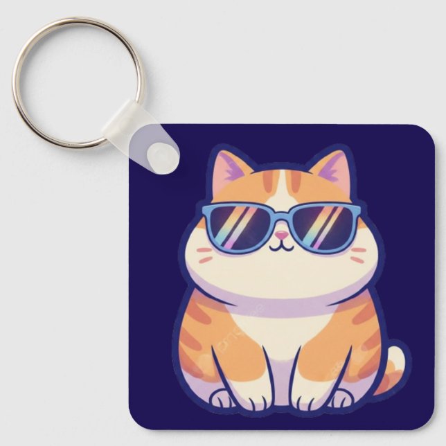 Cool Cat Keychain – Pocket-Sized Personality with  (Front)