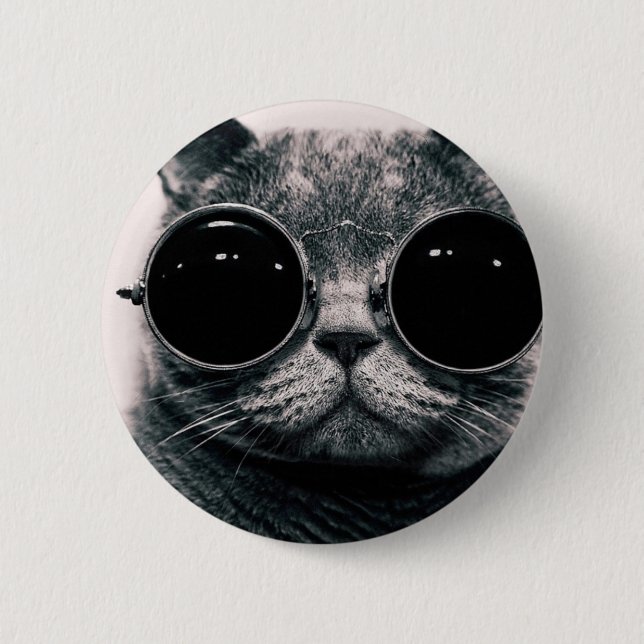 cool cat kool kat with shades 2 inch round button (Front)