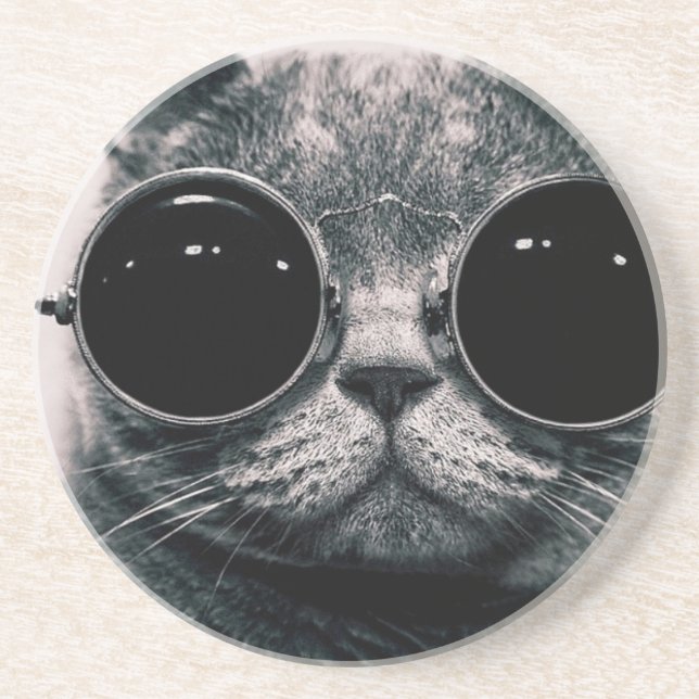 cool cat kool kat with shades coaster (Front)