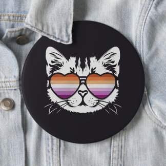 Cool Cat Lesbian Flag 6 Inch Round Button