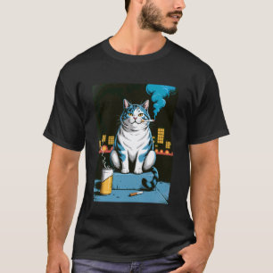 Cool Cat Meme Smokin Cigarette & Beer Humour T-Shirt
