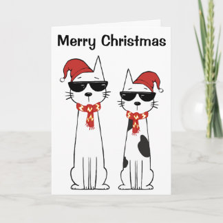 Cool Cat Merry Christmas Holiday Card