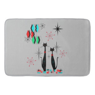 Cool Cat Mid Century Modern Atomic Era   Bath Mat