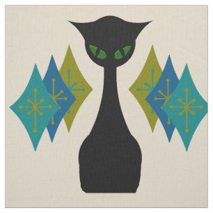 Cool Cat Mid Century Modern Retro Fabric