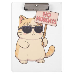 Cool Cat No Mondays Aesthetic Meme Clipboard