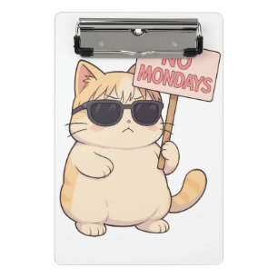 Cool Cat No Mondays Aesthetic Meme Mini Clipboard
