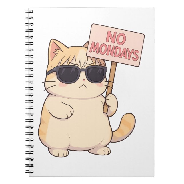 Cool Cat No Mondays Esthetic Meme Notebook (Front)