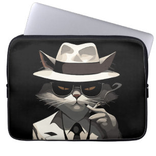 Cool Cat Noir: Suave and Mysterious Feline Laptop Sleeve