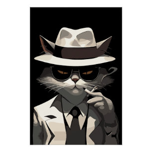 Cool Cat Noir: Suave and Mysterious Feline Poster