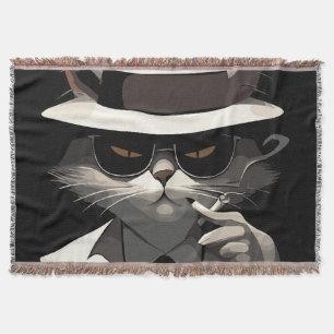 Cool Cat Noir: Suave and Mysterious Feline Throw Blanket