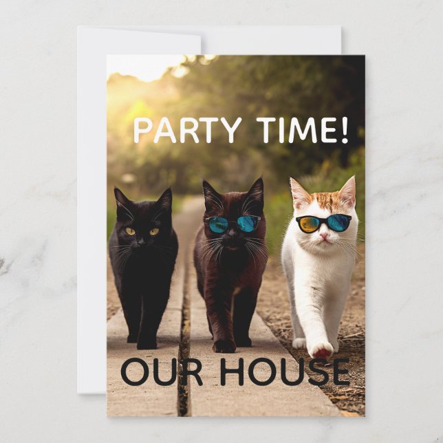 COOL CAT PARTY INVITATIONS (Front)